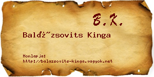 Balázsovits Kinga névjegykártya